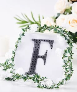 HIER_5150 Chargers & Centerpieces 6" Black Decorative Rhinestone Alphabet Letter Stickers DIY Crafts - F