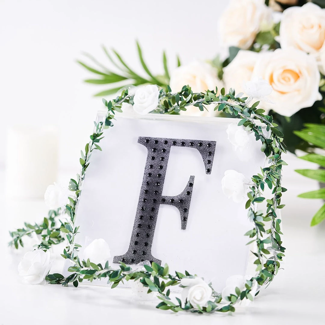 HIER_5150 Chargers & Centerpieces 6" Black Decorative Rhinestone Alphabet Letter Stickers DIY Crafts - F 1 HIER_5150 Chargers & Centerpieces 6" Black Decorative Rhinestone Alphabet Letter Stickers DIY Crafts - F
