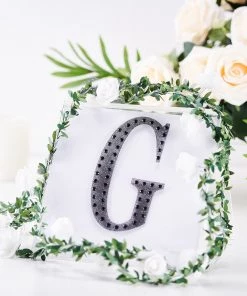 HIER_5150 6" Black Decorative Rhinestone Alphabet Letter Stickers DIY Crafts - G Chargers & Centerpieces