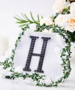 HIER_5150 6" Black Decorative Rhinestone Alphabet Letter Stickers DIY Crafts - H Chargers & Centerpieces