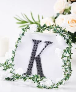 HIER_5150 6" Black Decorative Rhinestone Alphabet Letter Stickers DIY Crafts - K