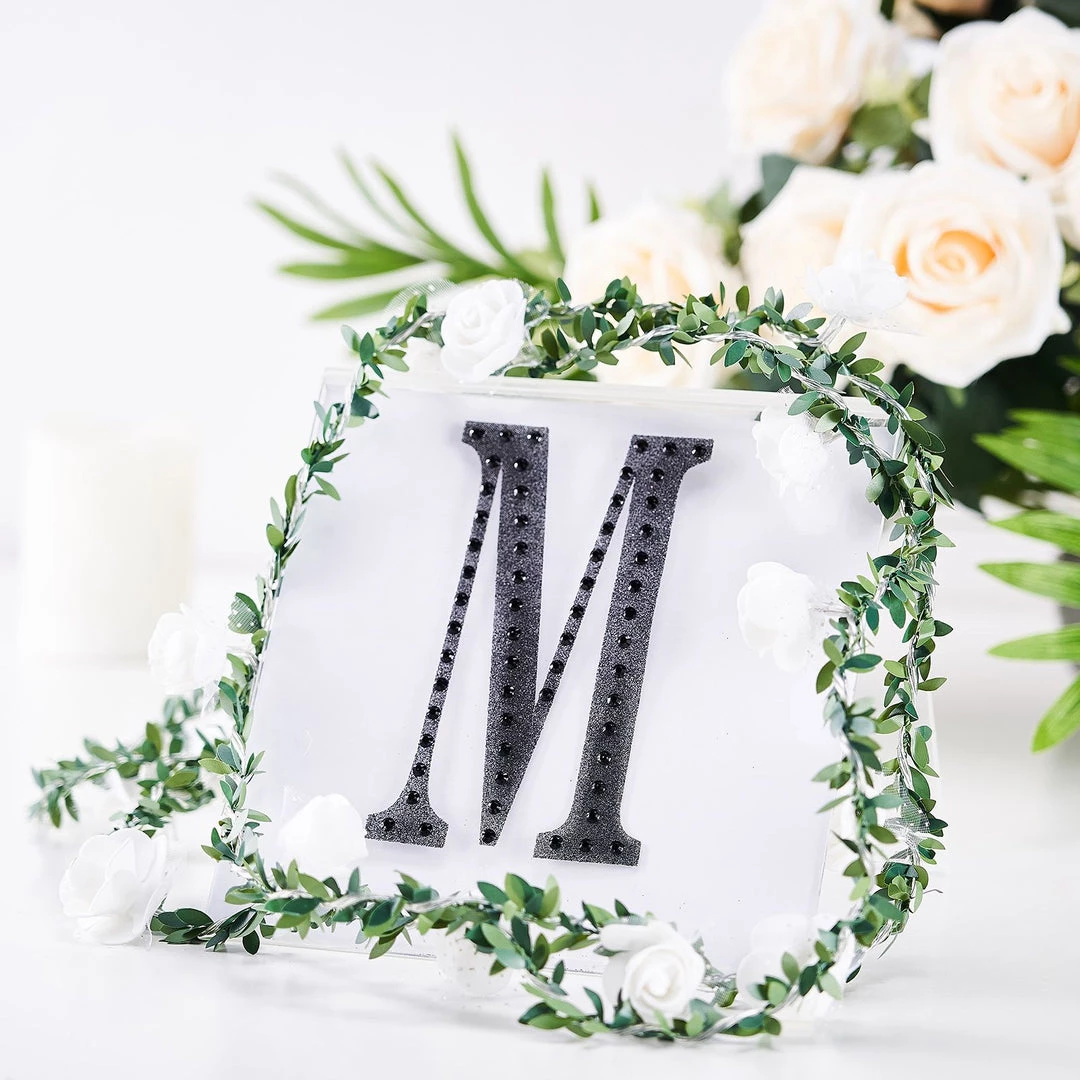 HIER_5150 6" Black Decorative Rhinestone Alphabet Letter Stickers DIY Crafts - M 1 HIER_5150 6" Black Decorative Rhinestone Alphabet Letter Stickers DIY Crafts - M