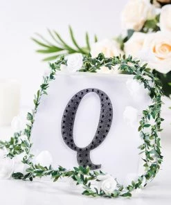 HIER_5150 6" Black Decorative Rhinestone Alphabet Letter Stickers DIY Crafts - Q Chargers & Centerpieces