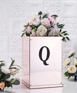 HIER_5150 6" Black Decorative Rhinestone Alphabet Letter Stickers DIY Crafts - Q Chargers & Centerpieces