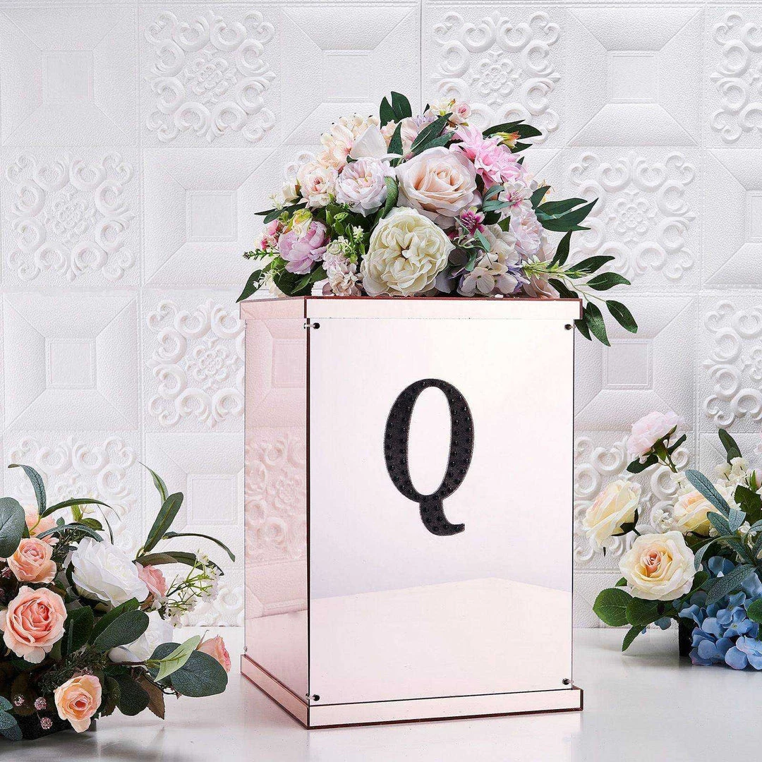 HIER_5150 6" Black Decorative Rhinestone Alphabet Letter Stickers DIY Crafts - Q Chargers & Centerpieces 2 HIER_5150 6" Black Decorative Rhinestone Alphabet Letter Stickers DIY Crafts - Q Chargers & Centerpieces