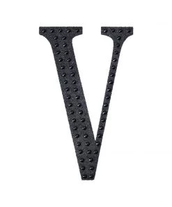 HIER_5150 6" Black Decorative Rhinestone Alphabet Letter Stickers DIY Crafts - V Chargers & Centerpieces 15 HIER_5150 6
