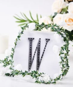 HIER_5150 6" Black Decorative Rhinestone Alphabet Letter Stickers DIY Crafts - W Chargers & Centerpieces