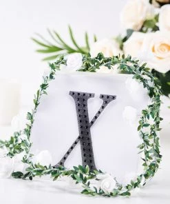 HIER_5150 6" Black Decorative Rhinestone Alphabet Letter Stickers DIY Crafts - X