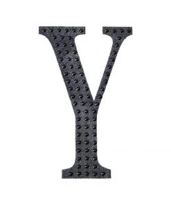 HIER_5150 6" Black Decorative Rhinestone Alphabet Letter Stickers DIY Crafts - Y Chargers & Centerpieces 15 HIER_5150 6
