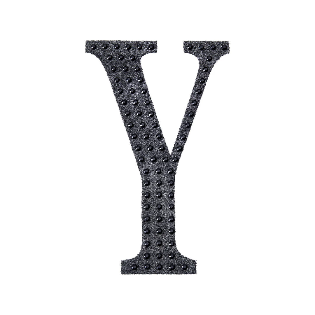 HIER_5150 6" Black Decorative Rhinestone Alphabet Letter Stickers DIY Crafts - Y Chargers & Centerpieces 8 HIER_5150 6" Black Decorative Rhinestone Alphabet Letter Stickers DIY Crafts - Y Chargers & Centerpieces
