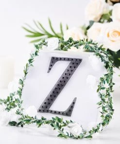 HIER_5150 6" Black Decorative Rhinestone Alphabet Letter Stickers DIY Crafts - Z Chargers & Centerpieces