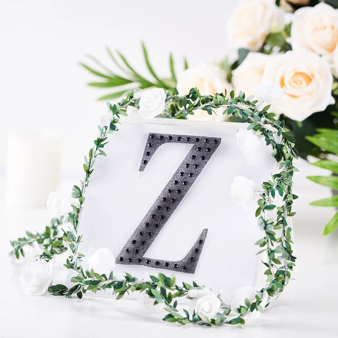 HIER_5150 6" Black Decorative Rhinestone Alphabet Letter Stickers DIY Crafts - Z Chargers & Centerpieces 1 HIER_5150 6" Black Decorative Rhinestone Alphabet Letter Stickers DIY Crafts - Z Chargers & Centerpieces