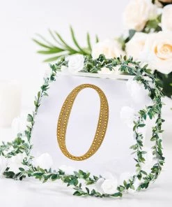 HIER_5150 6" Gold Decorative Rhinestone Number Stickers DIY Crafts - 0