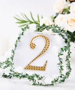 HIER_5150 Chargers & Centerpieces 6" Gold Decorative Rhinestone Number Stickers DIY Crafts - 2