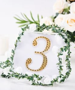 HIER_5150 Chargers & Centerpieces 6" Gold Decorative Rhinestone Number Stickers DIY Crafts - 3