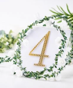 HIER_5150 Chargers & Centerpieces 6" Gold Decorative Rhinestone Number Stickers DIY Crafts - 4