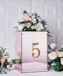 HIER_5150 6" Gold Decorative Rhinestone Number Stickers DIY Crafts - 5 Chargers & Centerpieces