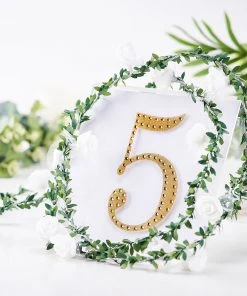 HIER_5150 6" Gold Decorative Rhinestone Number Stickers DIY Crafts - 5 Chargers & Centerpieces