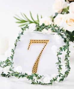 HIER_5150 Chargers & Centerpieces 6" Gold Decorative Rhinestone Number Stickers DIY Crafts - 7