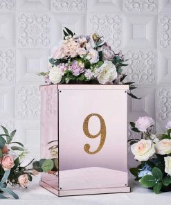 HIER_5150 6" Gold Decorative Rhinestone Number Stickers DIY Crafts - 9