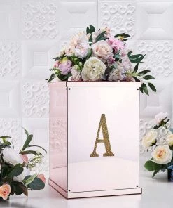 HIER_5150 6" Gold Decorative Rhinestone Alphabet Letter Stickers DIY Crafts - A Chargers & Centerpieces