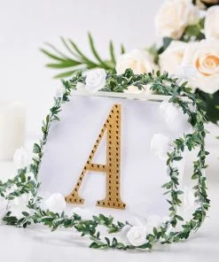 HIER_5150 6" Gold Decorative Rhinestone Alphabet Letter Stickers DIY Crafts - A Chargers & Centerpieces