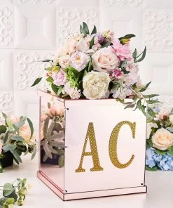 HIER_5150 6" Gold Decorative Rhinestone Alphabet Letter Stickers DIY Crafts - B Chargers & Centerpieces 14 HIER_5150 6