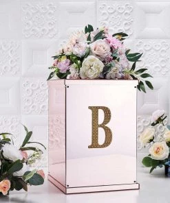 HIER_5150 6" Gold Decorative Rhinestone Alphabet Letter Stickers DIY Crafts - B Chargers & Centerpieces