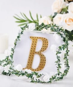 HIER_5150 6" Gold Decorative Rhinestone Alphabet Letter Stickers DIY Crafts - B Chargers & Centerpieces