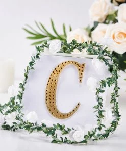 HIER_5150 6" Gold Decorative Rhinestone Alphabet Letter Stickers DIY Crafts - C Chargers & Centerpieces