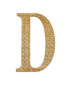 HIER_5150 Chargers & Centerpieces 6" Gold Decorative Rhinestone Alphabet Letter Stickers DIY Crafts - D 17 HIER_5150 Chargers & Centerpieces 6