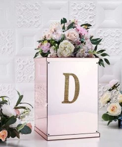 HIER_5150 Chargers & Centerpieces 6" Gold Decorative Rhinestone Alphabet Letter Stickers DIY Crafts - D