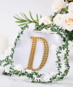 HIER_5150 Chargers & Centerpieces 6" Gold Decorative Rhinestone Alphabet Letter Stickers DIY Crafts - D