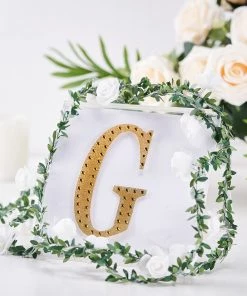 HIER_5150 6" Gold Decorative Rhinestone Alphabet Letter Stickers DIY Crafts - G Chargers & Centerpieces