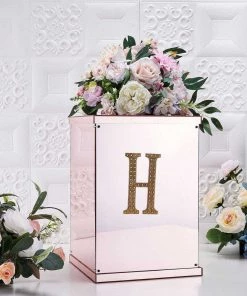 HIER_5150 6" Gold Decorative Rhinestone Alphabet Letter Stickers DIY Crafts - H