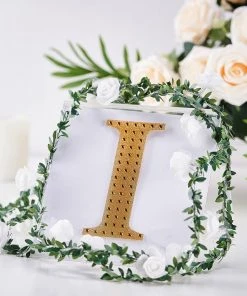 HIER_5150 6" Gold Decorative Rhinestone Alphabet Letter Stickers DIY Crafts - I