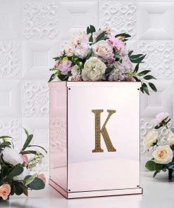 HIER_5150 6" Gold Decorative Rhinestone Alphabet Letter Stickers DIY Crafts - K Chargers & Centerpieces