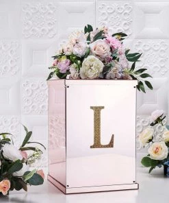 HIER_5150 Chargers & Centerpieces 6" Gold Decorative Rhinestone Alphabet Letter Stickers DIY Crafts - L