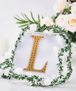 HIER_5150 Chargers & Centerpieces 6" Gold Decorative Rhinestone Alphabet Letter Stickers DIY Crafts - L