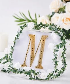 HIER_5150 Chargers & Centerpieces 6" Gold Decorative Rhinestone Alphabet Letter Stickers DIY Crafts - M