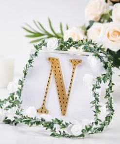 HIER_5150 Chargers & Centerpieces 6" Gold Decorative Rhinestone Alphabet Letter Stickers DIY Crafts - N