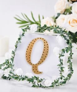 HIER_5150 Chargers & Centerpieces 6" Gold Decorative Rhinestone Alphabet Letter Stickers DIY Crafts - Q