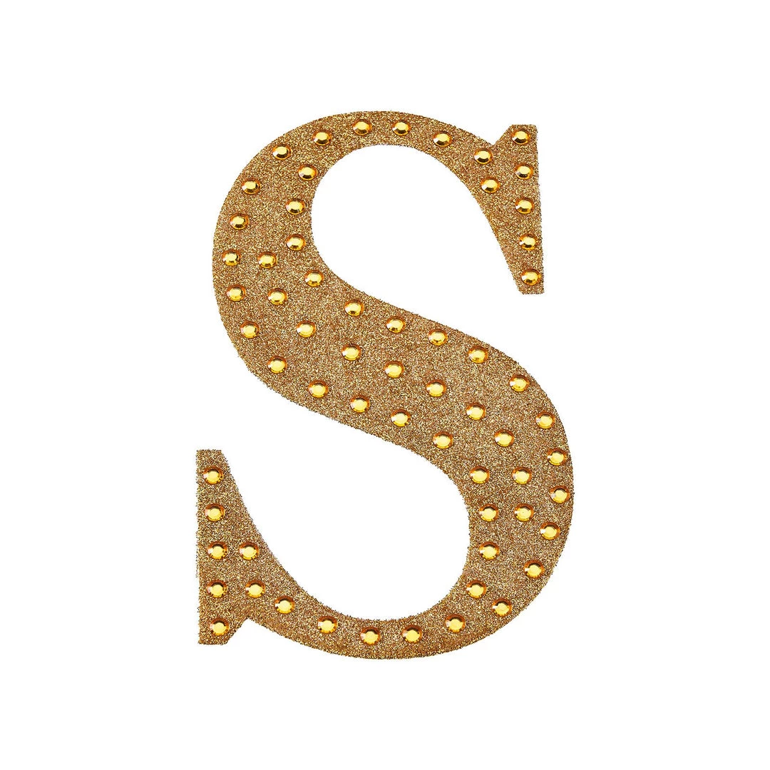 HIER_5150 6" Gold Decorative Rhinestone Alphabet Letter Stickers DIY Crafts - S 9 HIER_5150 6" Gold Decorative Rhinestone Alphabet Letter Stickers DIY Crafts - S