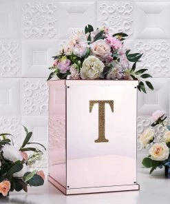 HIER_5150 Chargers & Centerpieces 6" Gold Decorative Rhinestone Alphabet Letter Stickers DIY Crafts - T