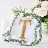 HIER_5150 Chargers & Centerpieces 6" Gold Decorative Rhinestone Alphabet Letter Stickers DIY Crafts - T