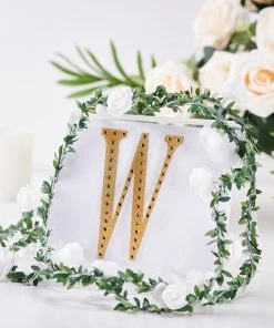 HIER_5150 6" Gold Decorative Rhinestone Alphabet Letter Stickers DIY Crafts - W Chargers & Centerpieces