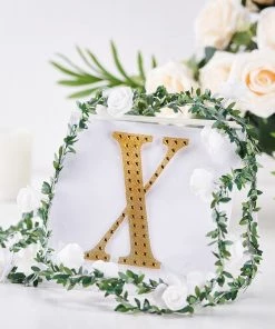 HIER_5150 Chargers & Centerpieces 6" Gold Decorative Rhinestone Alphabet Letter Stickers DIY Crafts - X