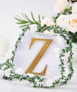 HIER_5150 Chargers & Centerpieces 6" Gold Decorative Rhinestone Alphabet Letter Stickers DIY Crafts - Z