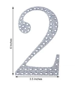 HIER_5150 6" Silver Decorative Rhinestone Number Stickers DIY Crafts - 2 11 HIER_5150 6