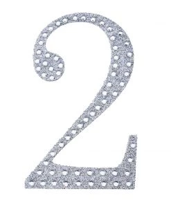 HIER_5150 6" Silver Decorative Rhinestone Number Stickers DIY Crafts - 2 17 HIER_5150 6